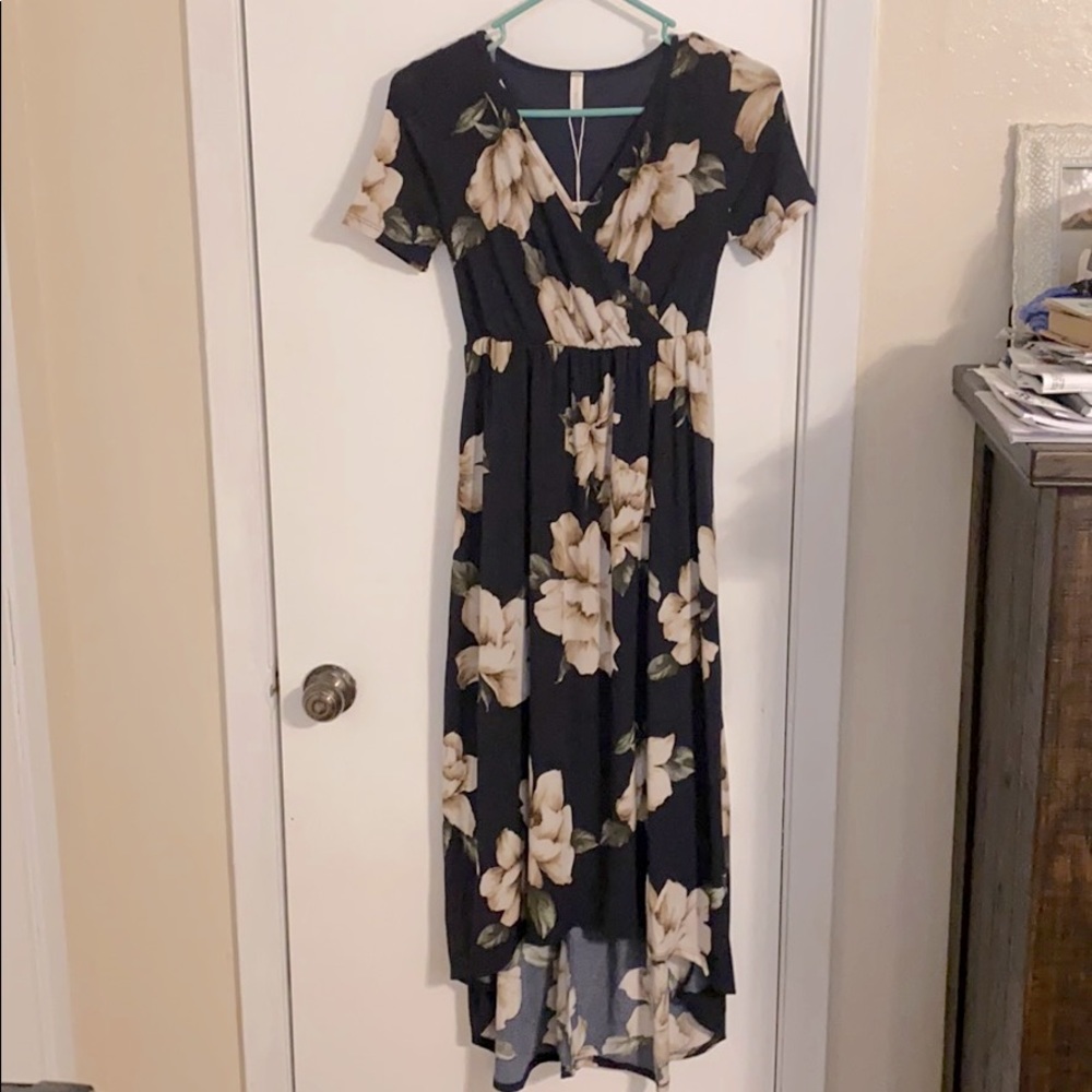 Navy/floral maternity/nursing dress